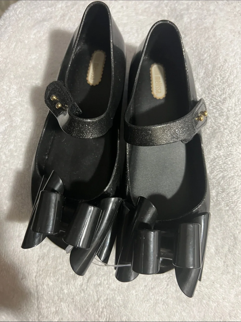 Mini Melissa Black Girls' Mary Jane Dress Shoes with Bow
